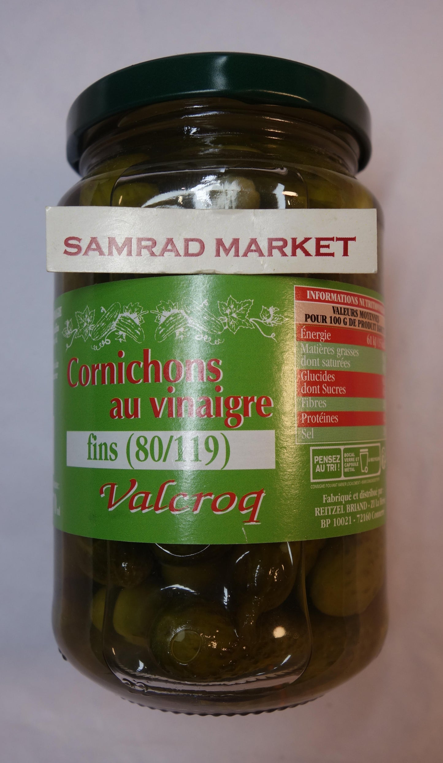 Cornichons au vinaigre valcroq 350g