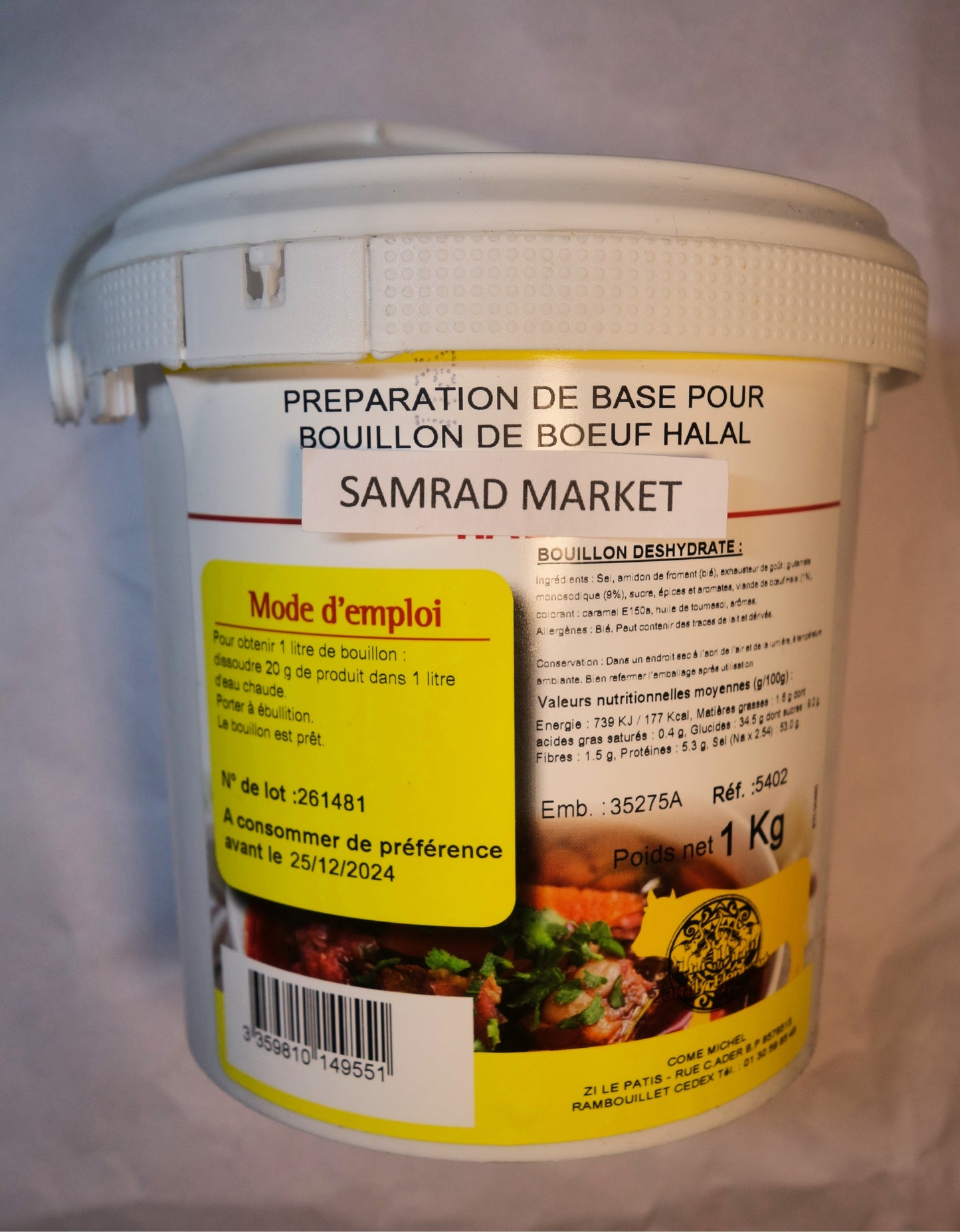 Préparation de base pour bouillon de boeuf halal